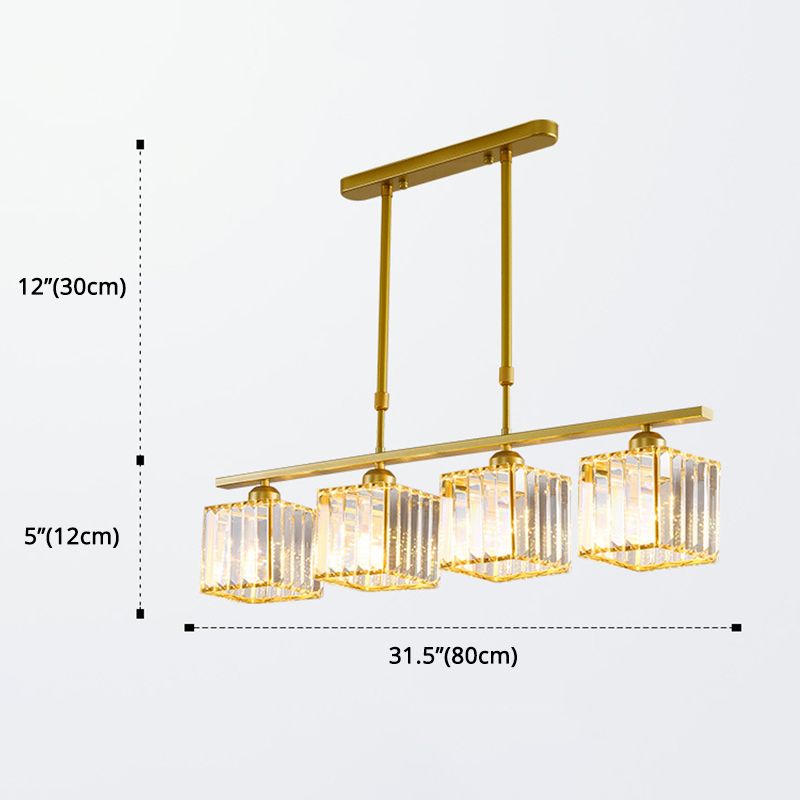 Contemporary Square 4-light Kitchen Island Lighting Wrought Iron Design Ceiling Lights