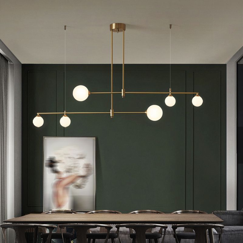 Glass Linear Hanging Lamp Kit Modern Hanging Island Lights for Dining Room