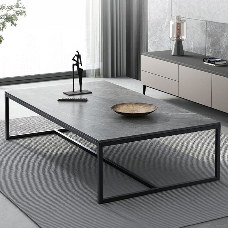 Trestle Type Base Rectangular Slate Table Board Ornate Style Coffee Table