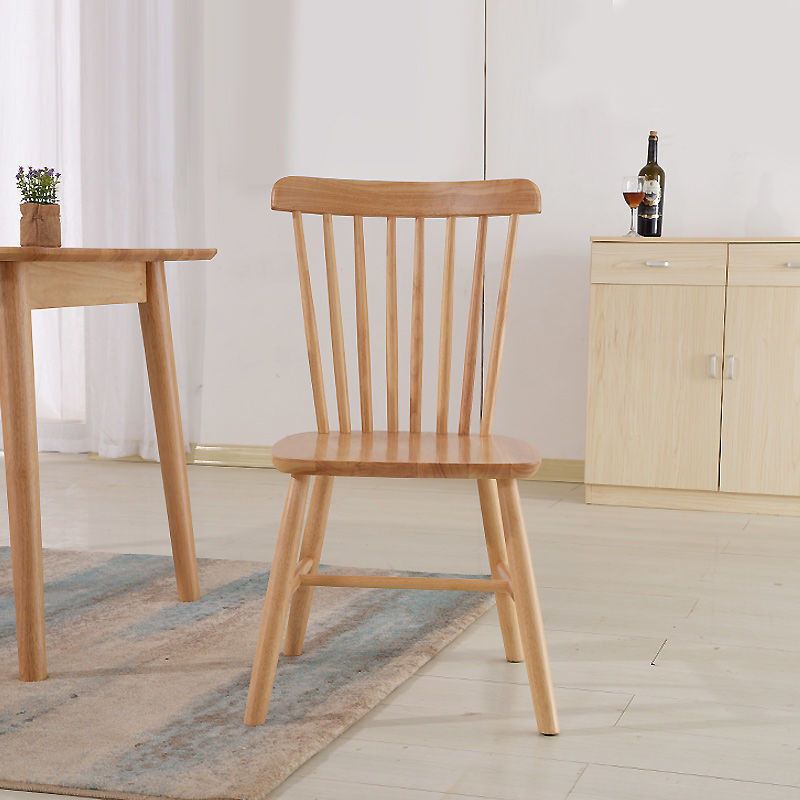 Contemporary Wood Dining Chair Windsor Back Side Chair in Matte Finish for Indoor