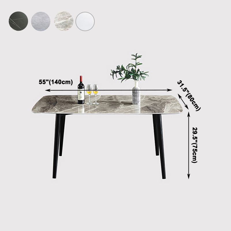 Rectangle Modern Dining Table Four-Color Fixed Table with Sintered Stone