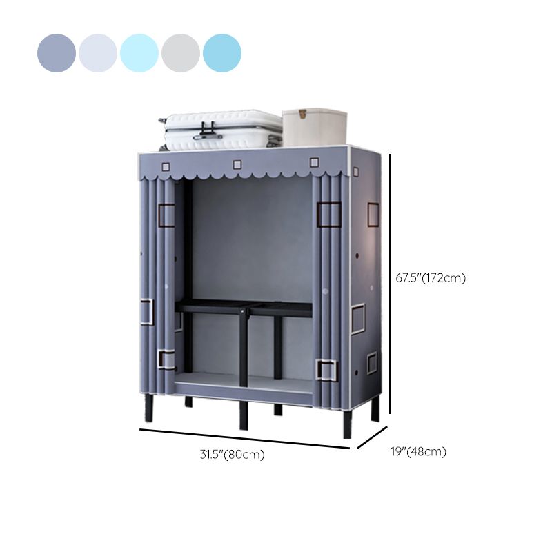 Contemporary Wardrobe Armoire with Shelves Steel Wardrobe Cabinet