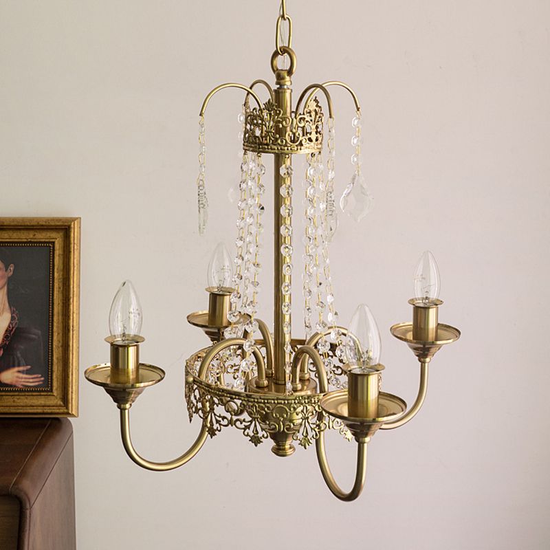 Candle Kronleuchterleuchten im Amerikanischen Stil 5-Licht-Hanghänge mit Kristall