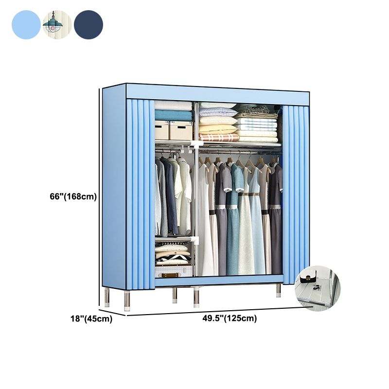 Contemporary Wardrobe Metal 1-Door Wardrobe Closet with Cloth Rod