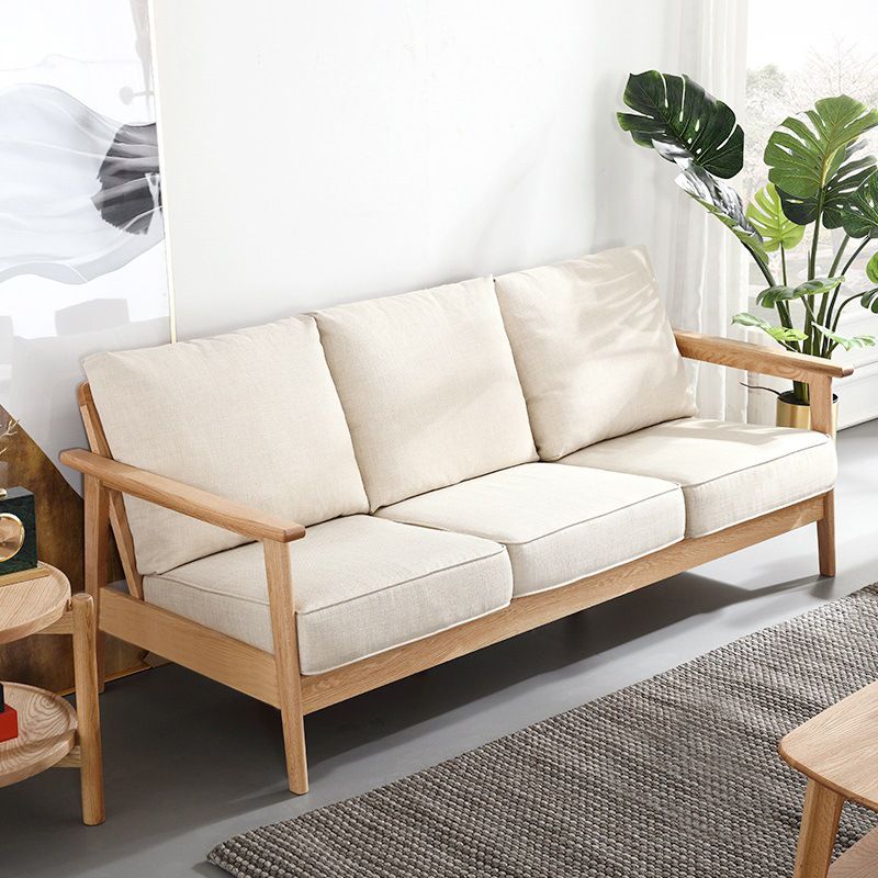 Scandinavian Cotton-Blend Beige Sofa Pillow Back Cushion Settee