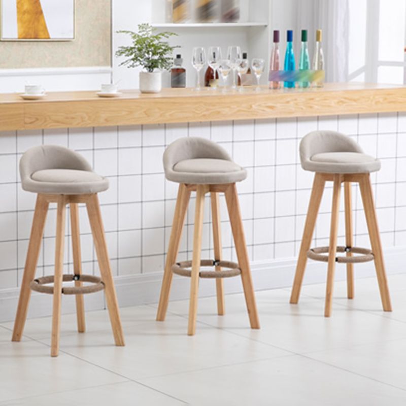 Contemporary Wood Stool Fabric Cushion in Matte Finish for Indoor