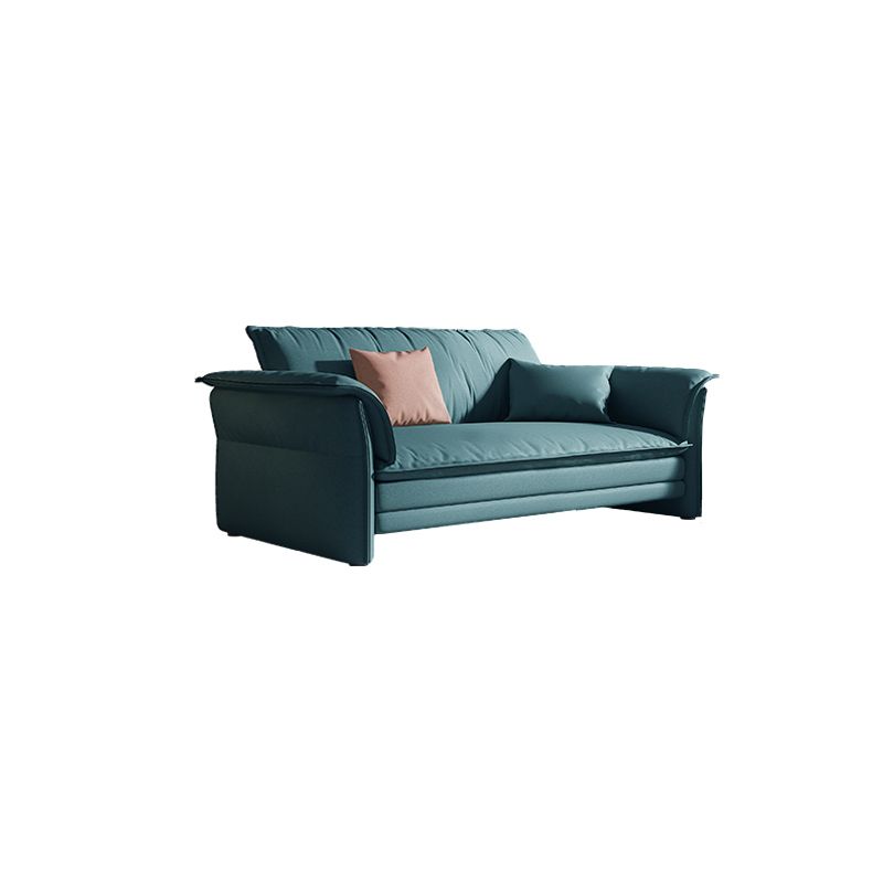 Contemporary Living Room Faux Leather Sofa Green Stain-Resistant Couch