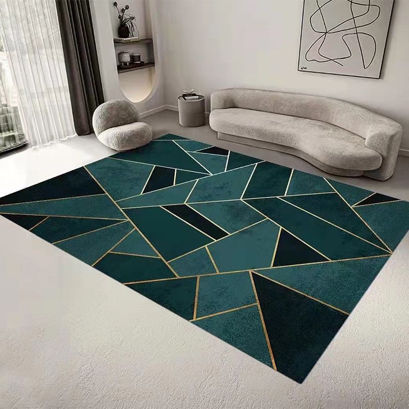 Gray Modern Rug Polyester Geometric Patterns Rug Washable Rug for Home Decor