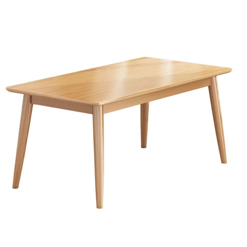 Rectangle 4 Legs Modern Dining Table Wood Color Fixed Table of Solid Wood