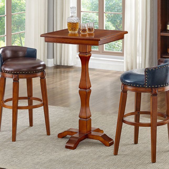 Modern Brown Wood Counter Table with Rectangle Table Top Trestle Table - 42" H