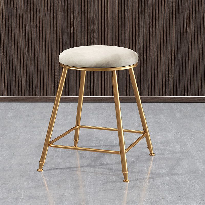 Contemporary Bar Stool Round Seat Barstool with Footrest and Metal Base