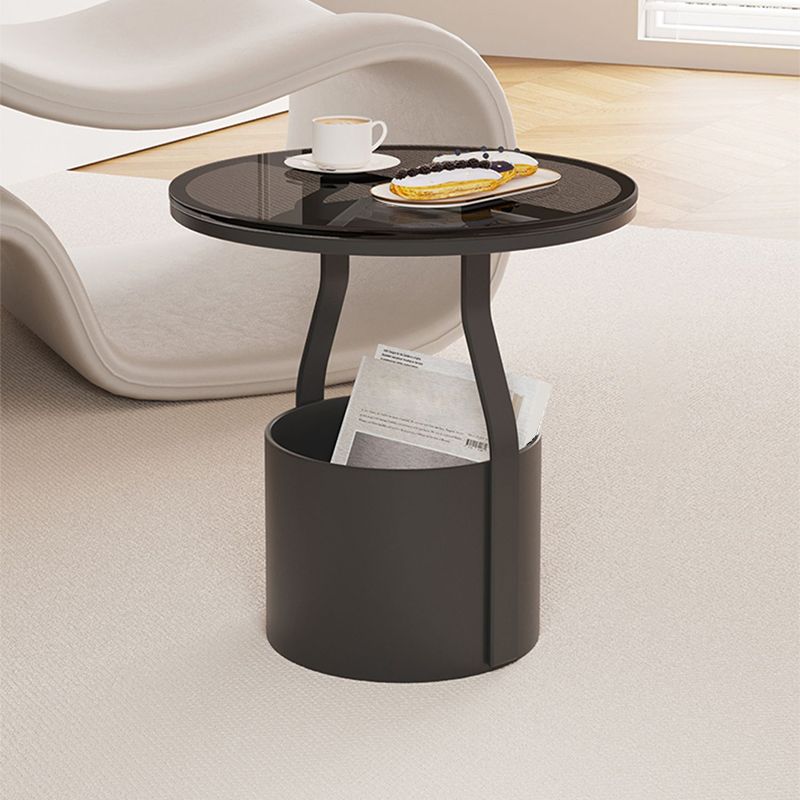 Modern 19.68-inch Tall Metal Abstract Side Table Round Top End Table with Storage