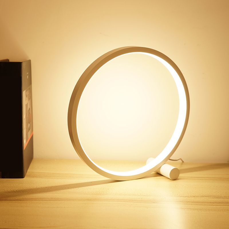 Lampada da tavolo notturna a forma di cerchio moderna 1 comodino leggero lampada