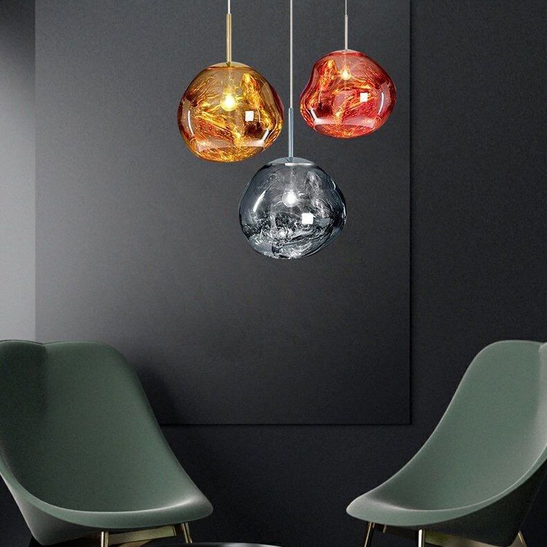 Electroplating Mirror Glass Lava Hanging Light 1-Light Creative Hanging Pendant Lamp for Bedroom