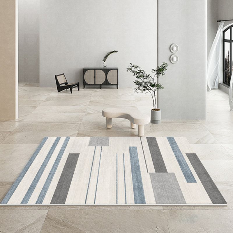 Modern Striped Rug Polyester Beige Rug Washable Rug for Home Decor