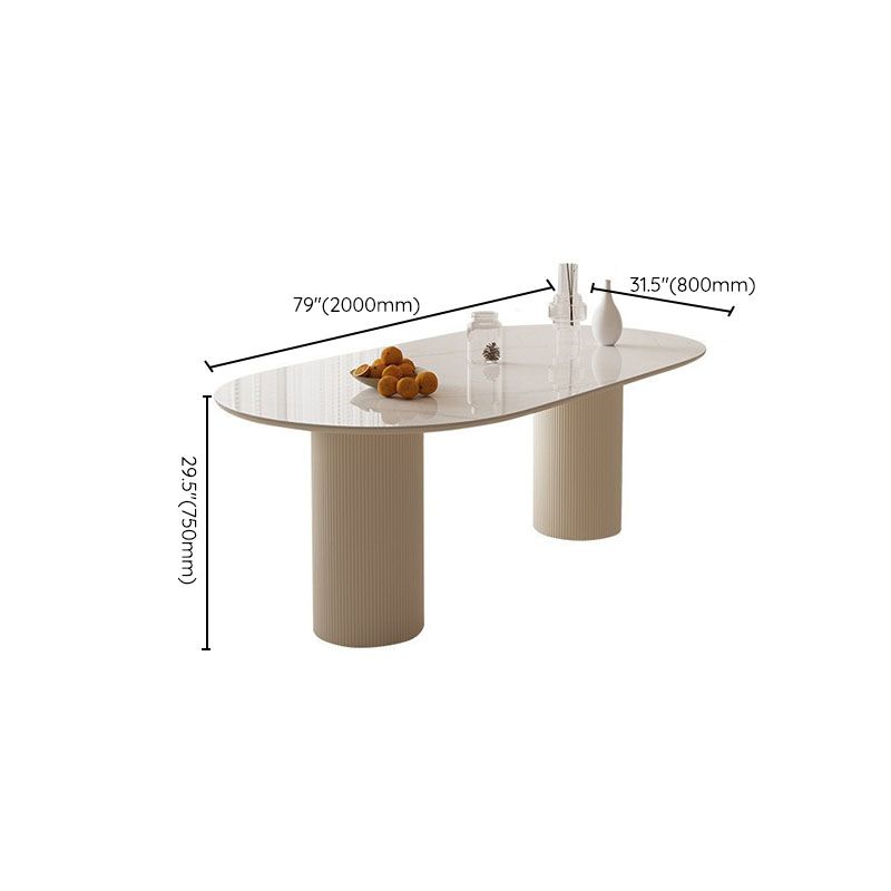 Dining Room Dinner Kitchen Table Double Pedestal Stone Oval Dining Table