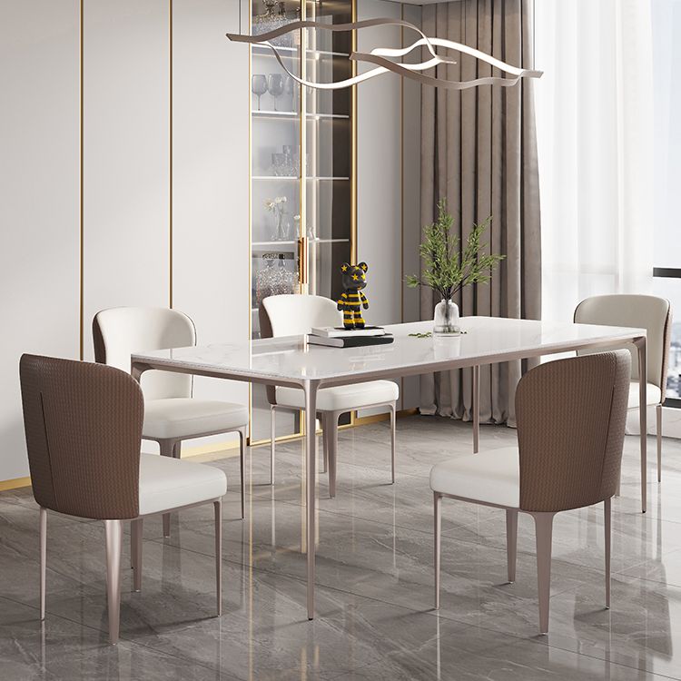 Sintered Stone Top Luxury White Table for Restaurant Rectangle Dining Table with 4 Legs