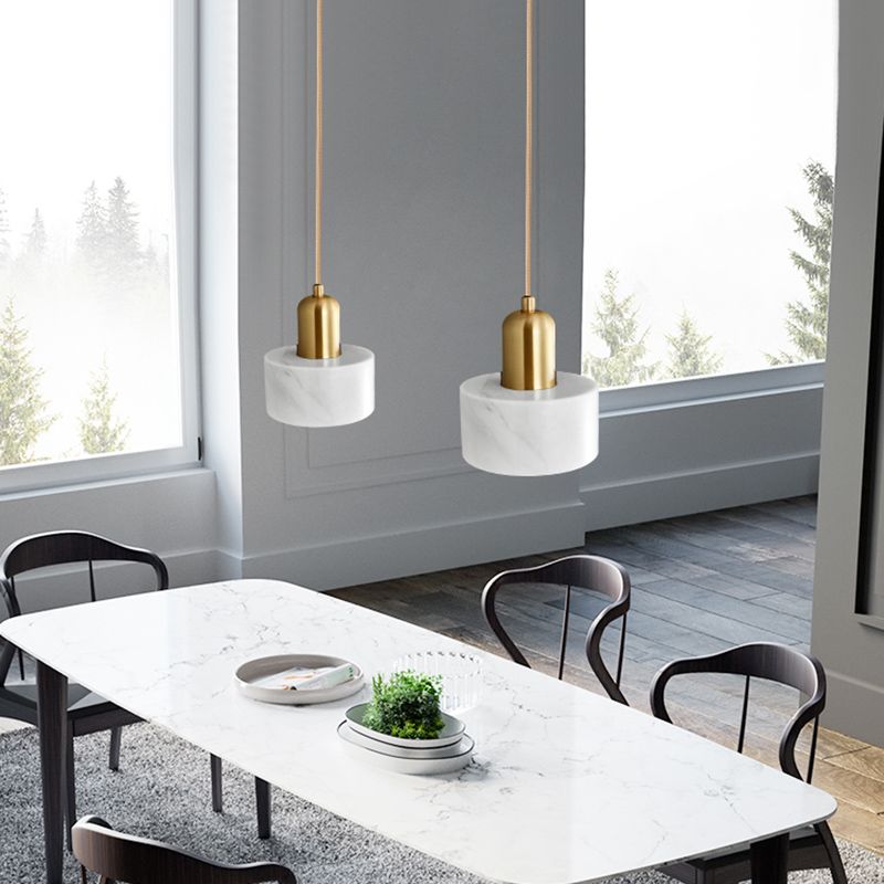 Round Shade Dining Room Pendant Light Marble Simplicity Suspension Lighting Fixture