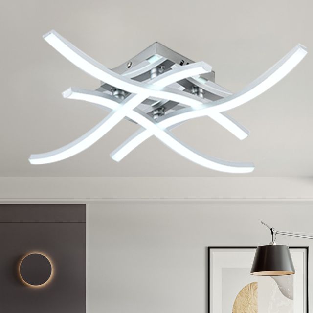 Plafoniera moderna a LED per montaggio a semi-incasso Lampada da soffitto cromata intrecciata per montaggio a incasso con paralume in metallo