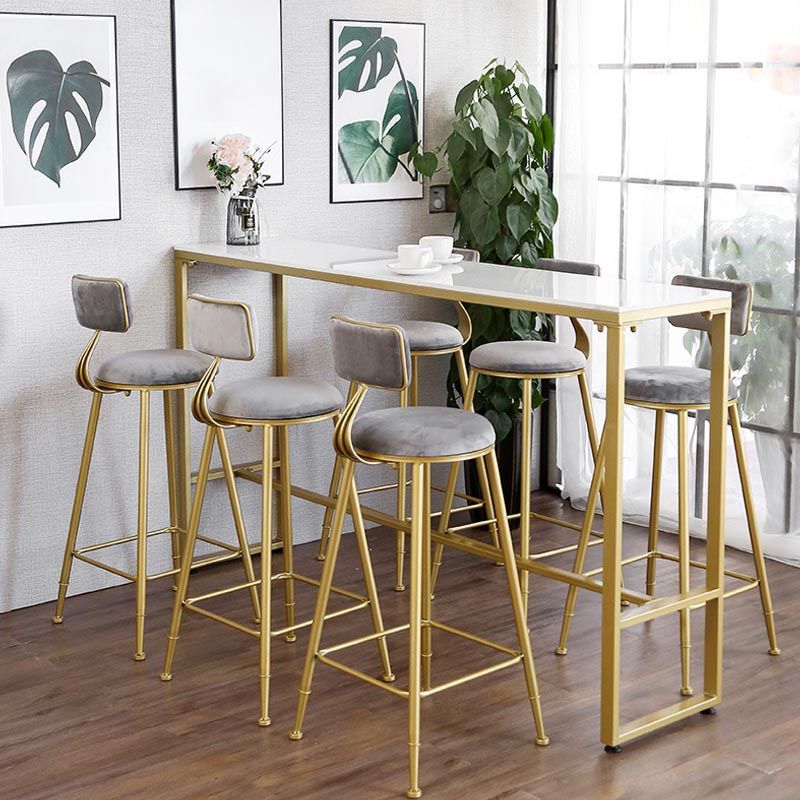 Glam Pub Height Dining Table Stone and White Bar Table for Living Room