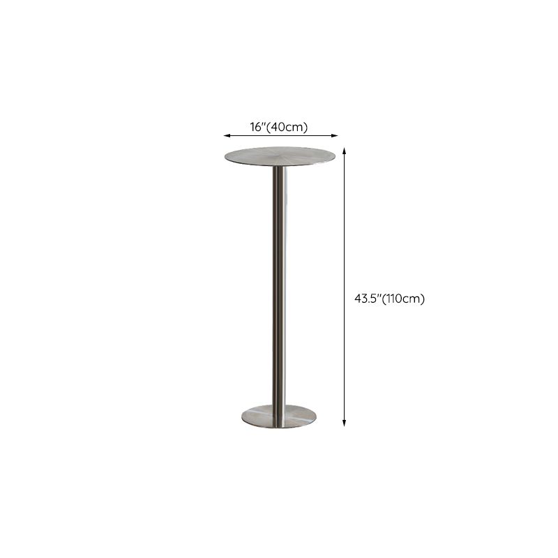 Industrial Pedestal Bar Table 43.3"H Metal Bistro Bar Desk in Silver