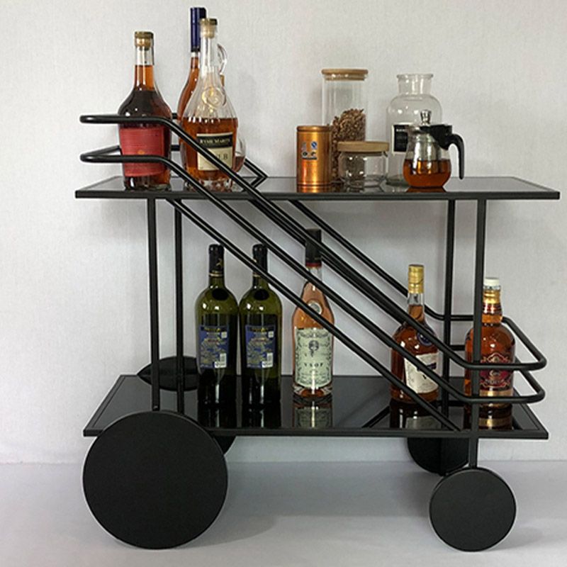 Modern Rectangular Glass Prep Table Home Dining Prep Table with Wheels