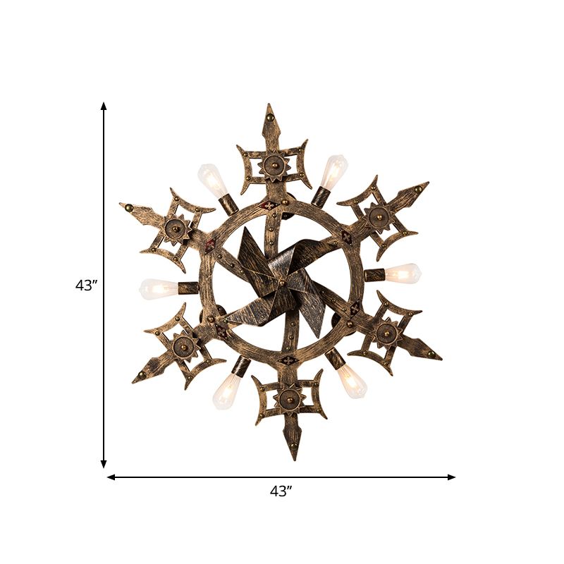 Metall Messing Wandmontierte Lampe Windmühle geformt 6 Köpfe Lagerwand Wandleuchte für Esszimmer