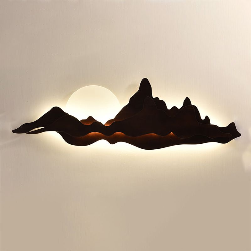 Cloud Shape Wooden Wall Sconce 1 Light Wall Mount Lamp with Acrylic Shade for Living Room