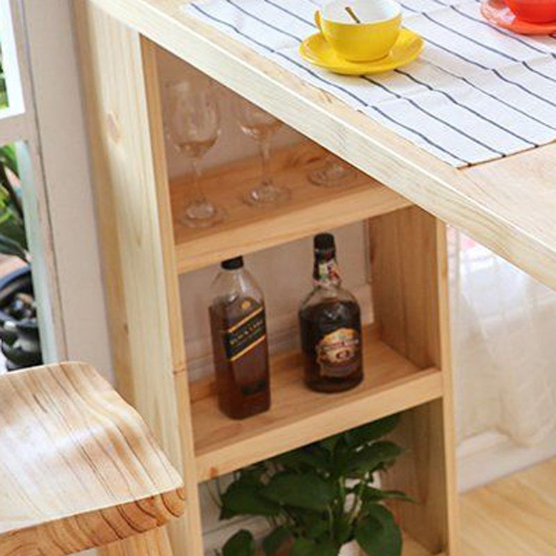 Modern Bar Table Set 1/2/3 Pieces Rectangle Bar Table with Wooden High Stools for Home