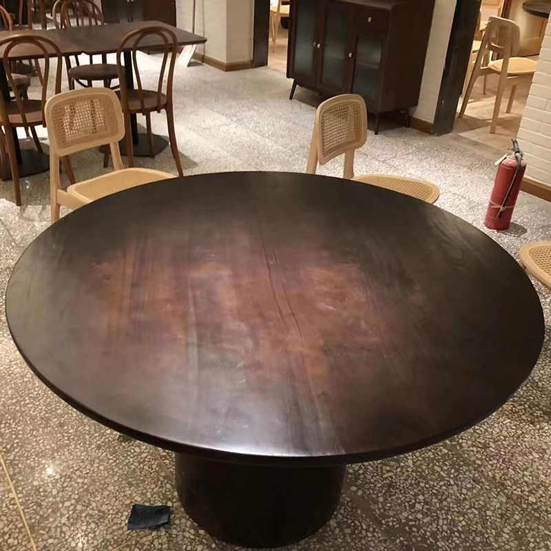 Contemporary Style Dining Table Solid Wood Round Dinner Table for Home Kitchen