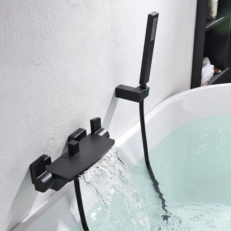 Wall Mounted Metal Tub Filler Low Arc Waterfall Bathroom Faucet