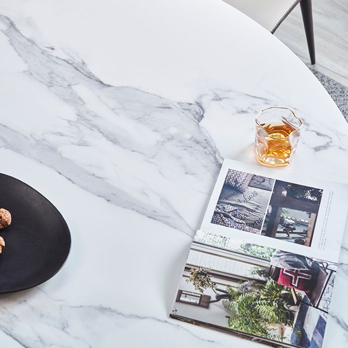 Stone Dining Table Simple Style Round Dining Site Table with Turntable