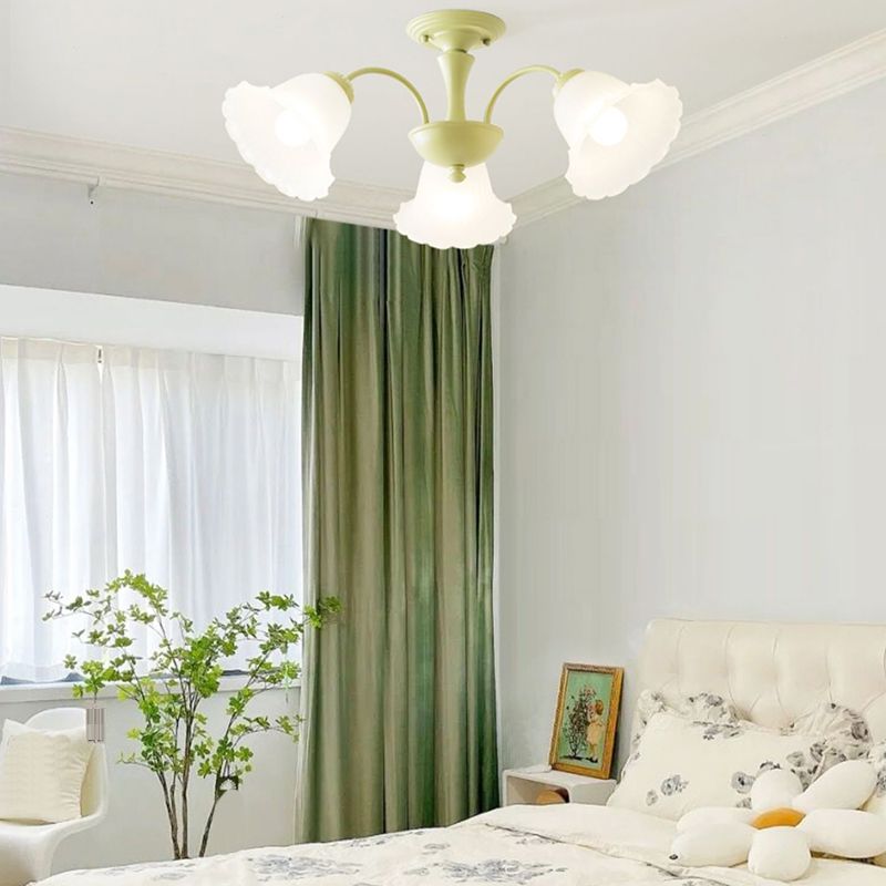 Nordic Style Ceiling Light Green Ceiling Lamp with Glass Shade for Living Room