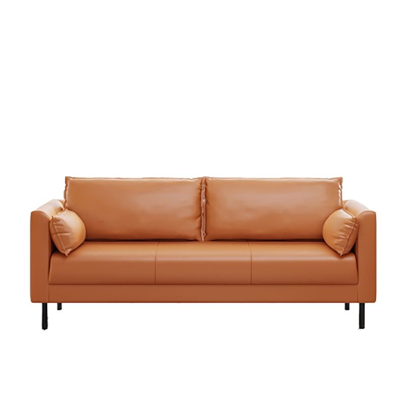 Tuxedo Arm Sofa Stain Resistant Faux Leather Standard Sofa with 4 Pillows