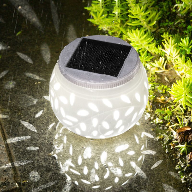 Contemporary Metal Pillar Lamp Drum Shape Outdoor Waterproof Light with Ceramic Shade
