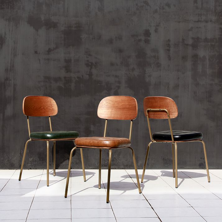 Industriële stijl PU lederen eetkamerstoelen Open rug Dineerarm zijstoelen voor thuis