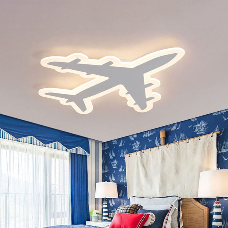 Kids Aircraft Flush Mount Ceiling Light Acrylic Childrens Bedroom LED Flushmount Lighting in Warm/White Light, 12"/19.5"/23.5" Wide