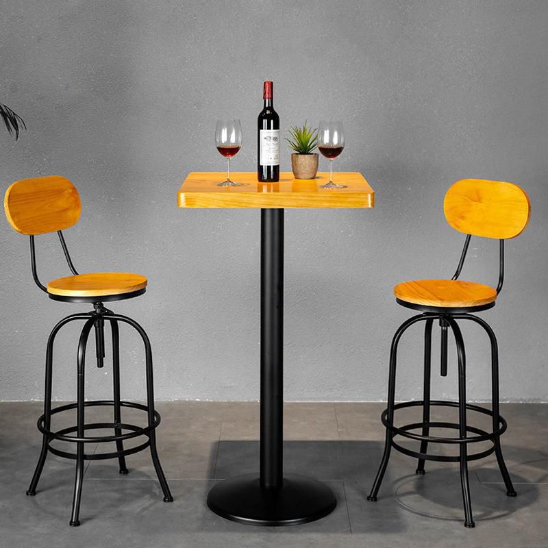 1/2/3 Pieces Industrial Style Round Bar Table Set Solid Wood Bistro Set