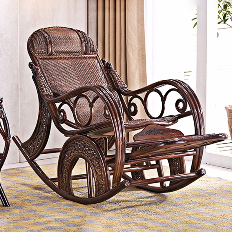 Spindle Wicker Rocking Chair Traditional Rocker Chair 24.8" x 45.3" x 41.3"