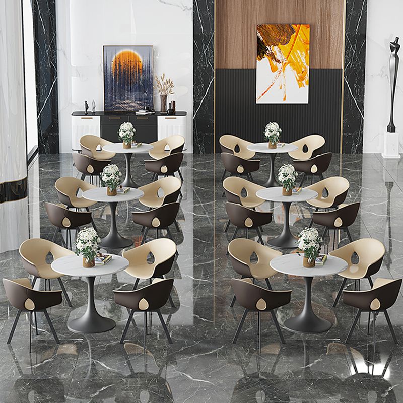 Modern 1/4/5 Pieces White Dining Set Round Sintered Stone Dining Table Set