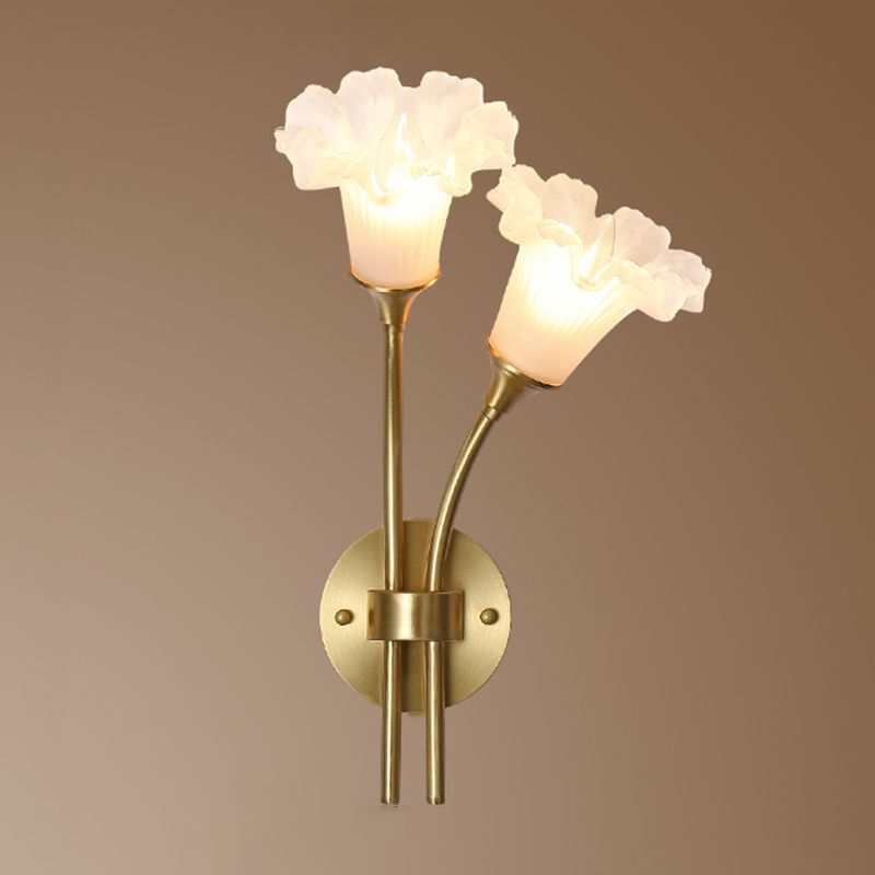 American Style Copper Wall Light Flower Shape Wall Lamp for Living Room