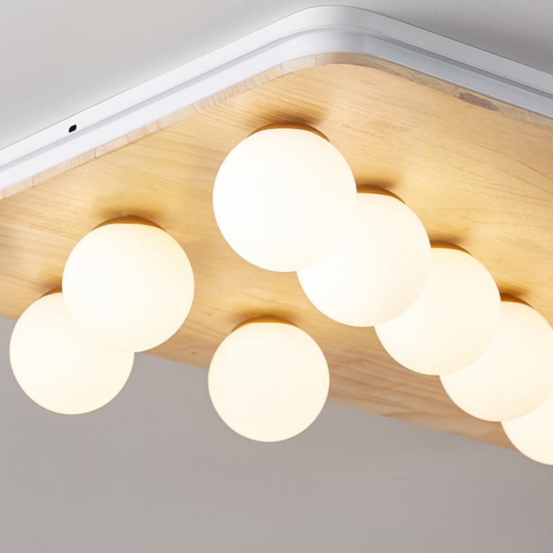 Contemporary Geometric Flush Light Fixture Wood Flush Mount Ceiling Fixture in Brown