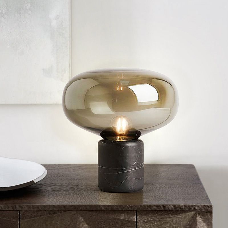 Modern Minimalist Table Lamp Marble Drum Indoor Table Light with Glass Shade