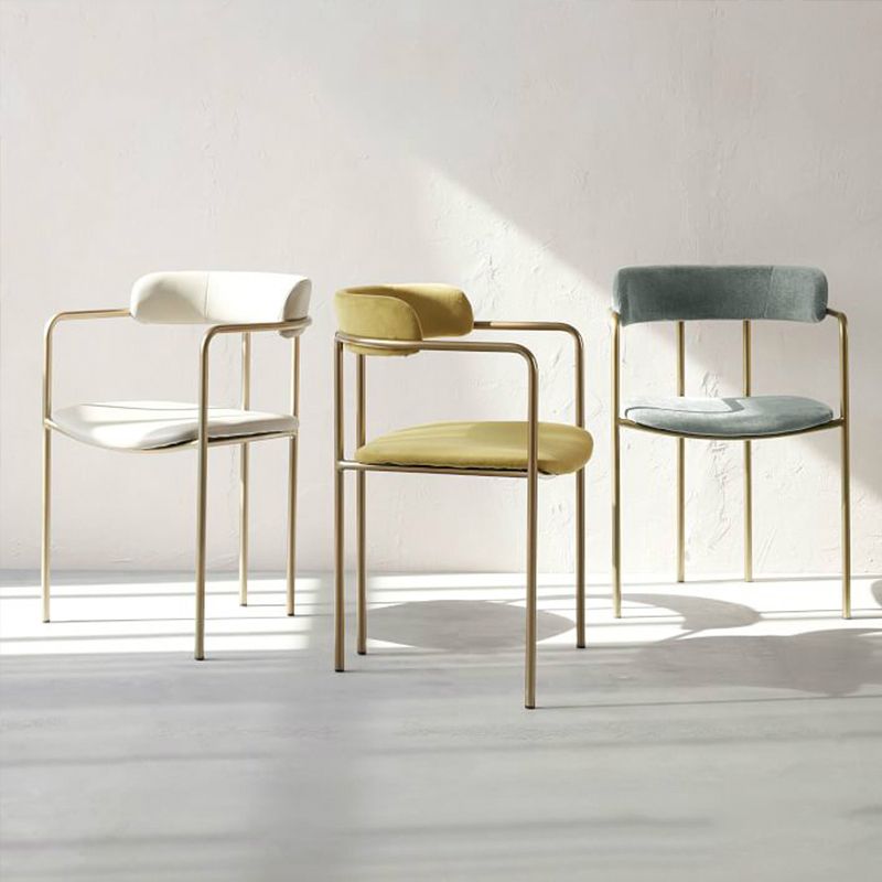 Glam Metal Arm Chair Open Back Dining Side Chair with Upholstered 20"x20.4"x31"