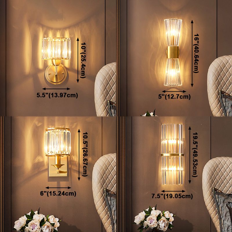 Moderner Stil Geometrischer Schatten Wandleuchte Kristallwandhalterung Leuchte in Gold