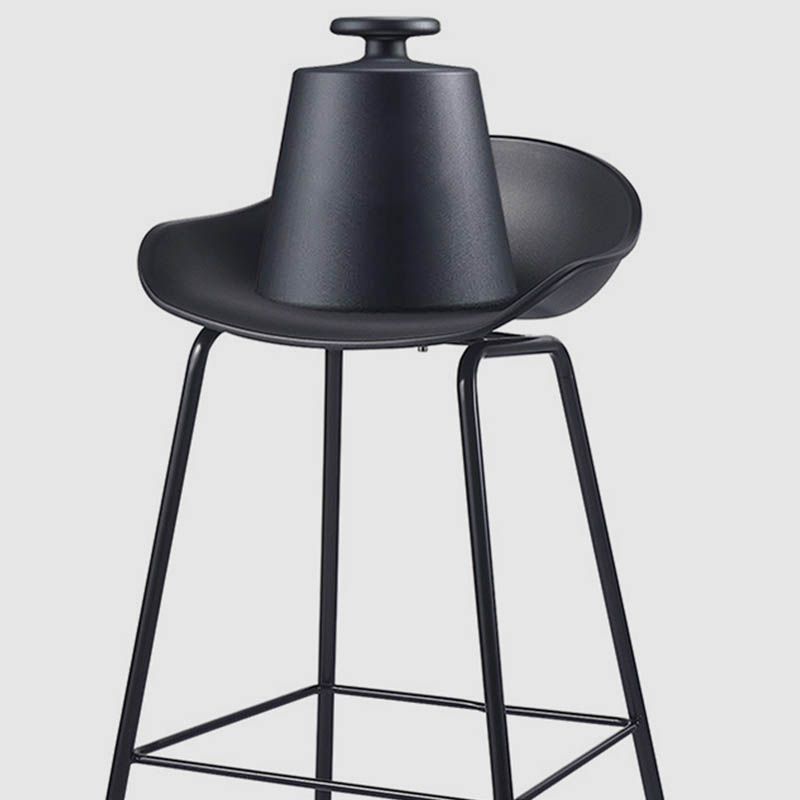 Contemporary Bucket Low Back Plastic Bar Stools with Metal Base