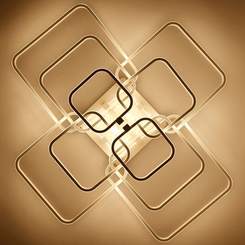 Lámpara de montaje de semi lavado cuadrado lámpara de montaje de techo acrílico moderno para sala de estar