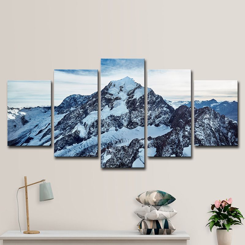 Photography Mount Cook Peaks Canvas Art for Bedroom, Blue and White, Multi-Piece