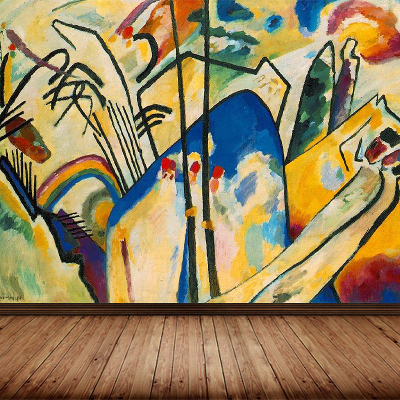 Contemporary Kandinsky Painting Mural Pastel Color Abstract Wall Art for Family Room