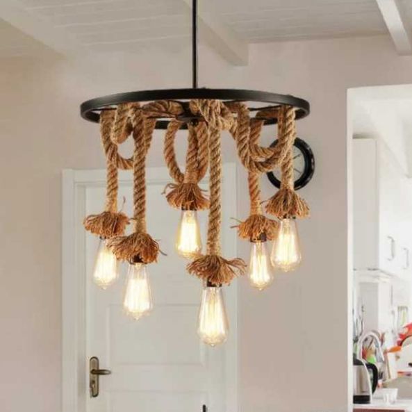 Retro Industrial Style Exposed Bulb Suspended Lighting Fixture Metal Hanging Ceiling Fixture for Restaurant